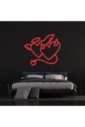 Angel And Devıl Heart Neon Duvar Yazısı Dekoratif Duvar Aydinlatmasi Gece Lambası BL1639