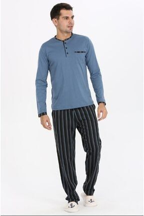 Erkek Pijama Takımı Mavi ESE29102