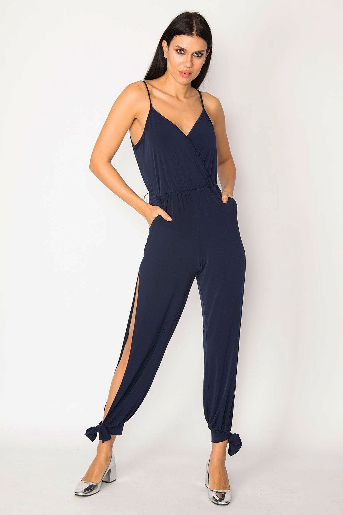 Navy blue hotsell wide leg jumpsuit