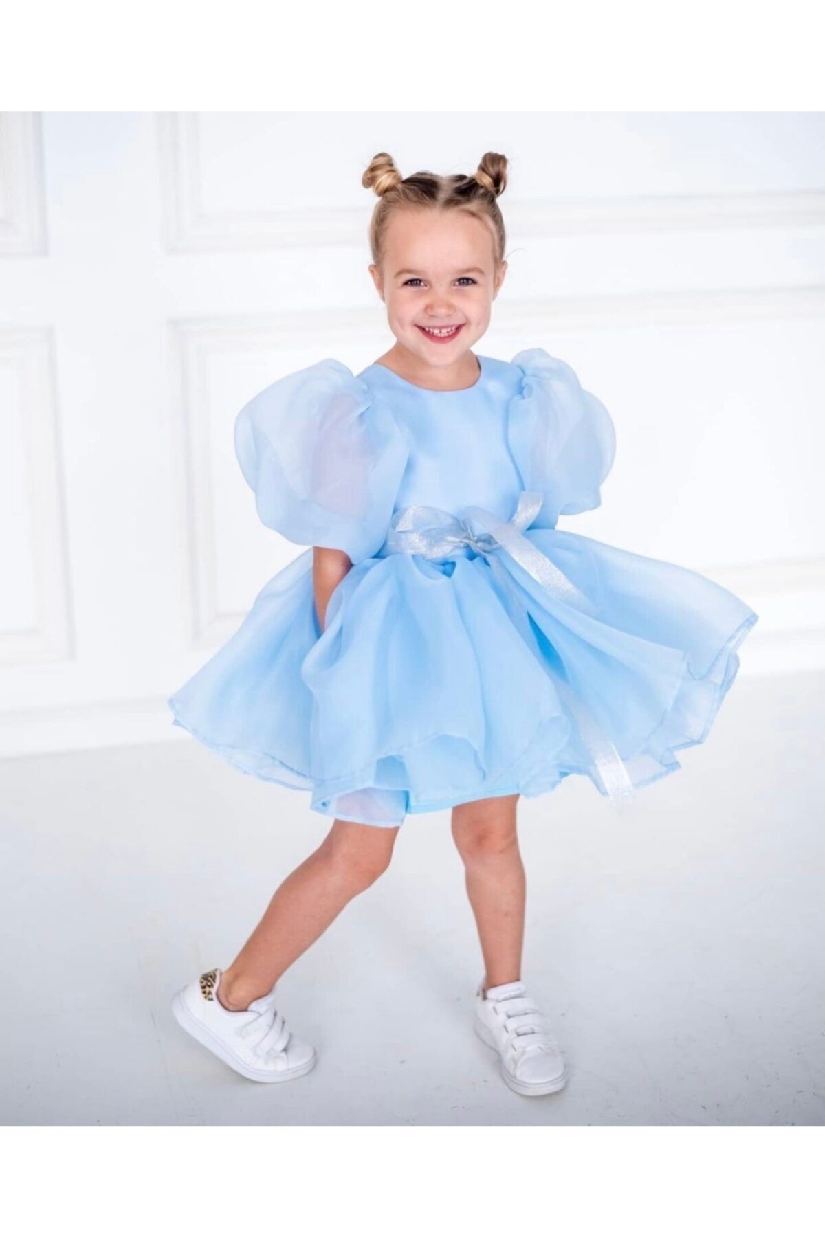 Kız Çocuk Mavi Tasarım Elbise