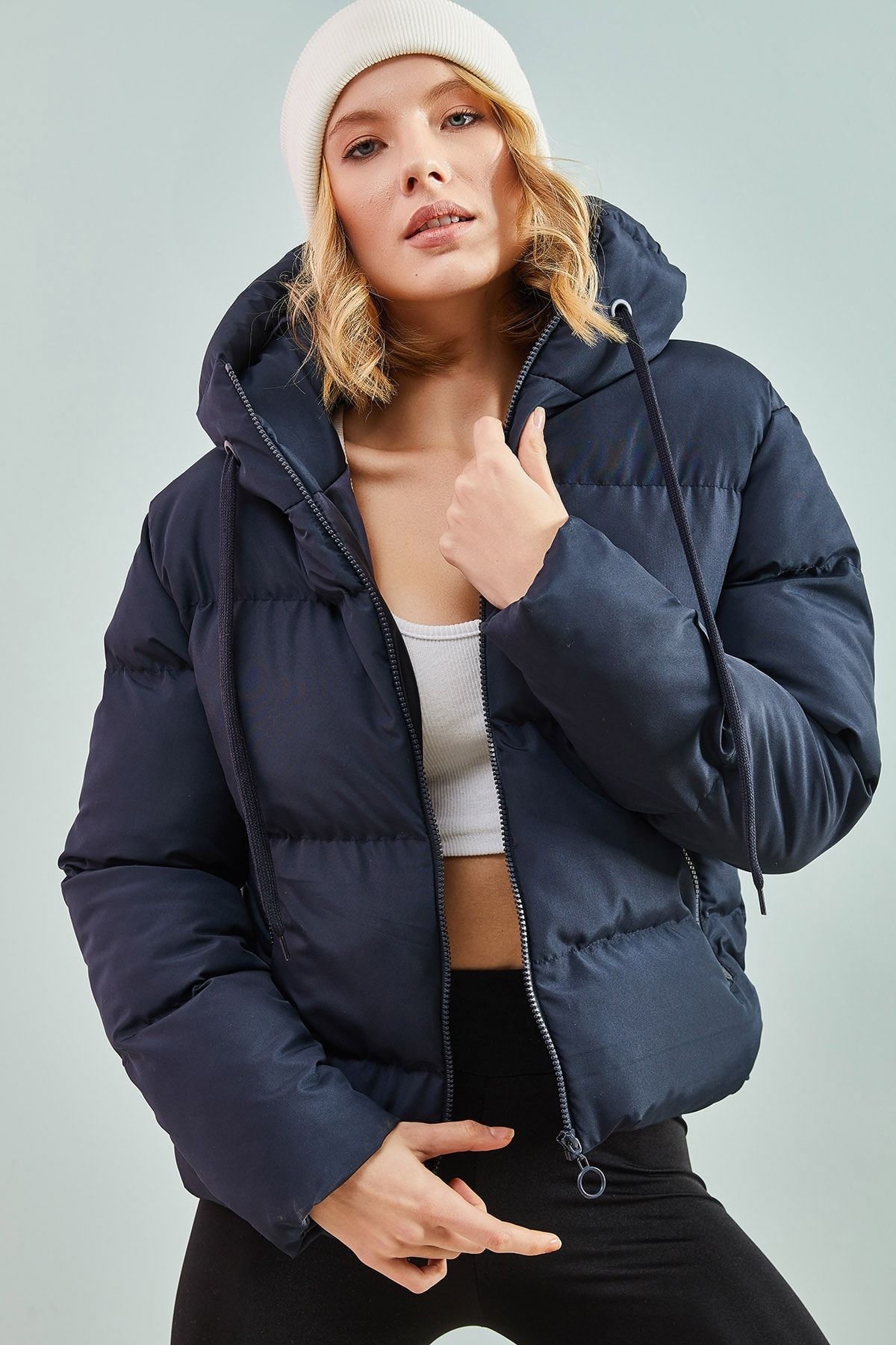 Dark blue outlet puffer coat
