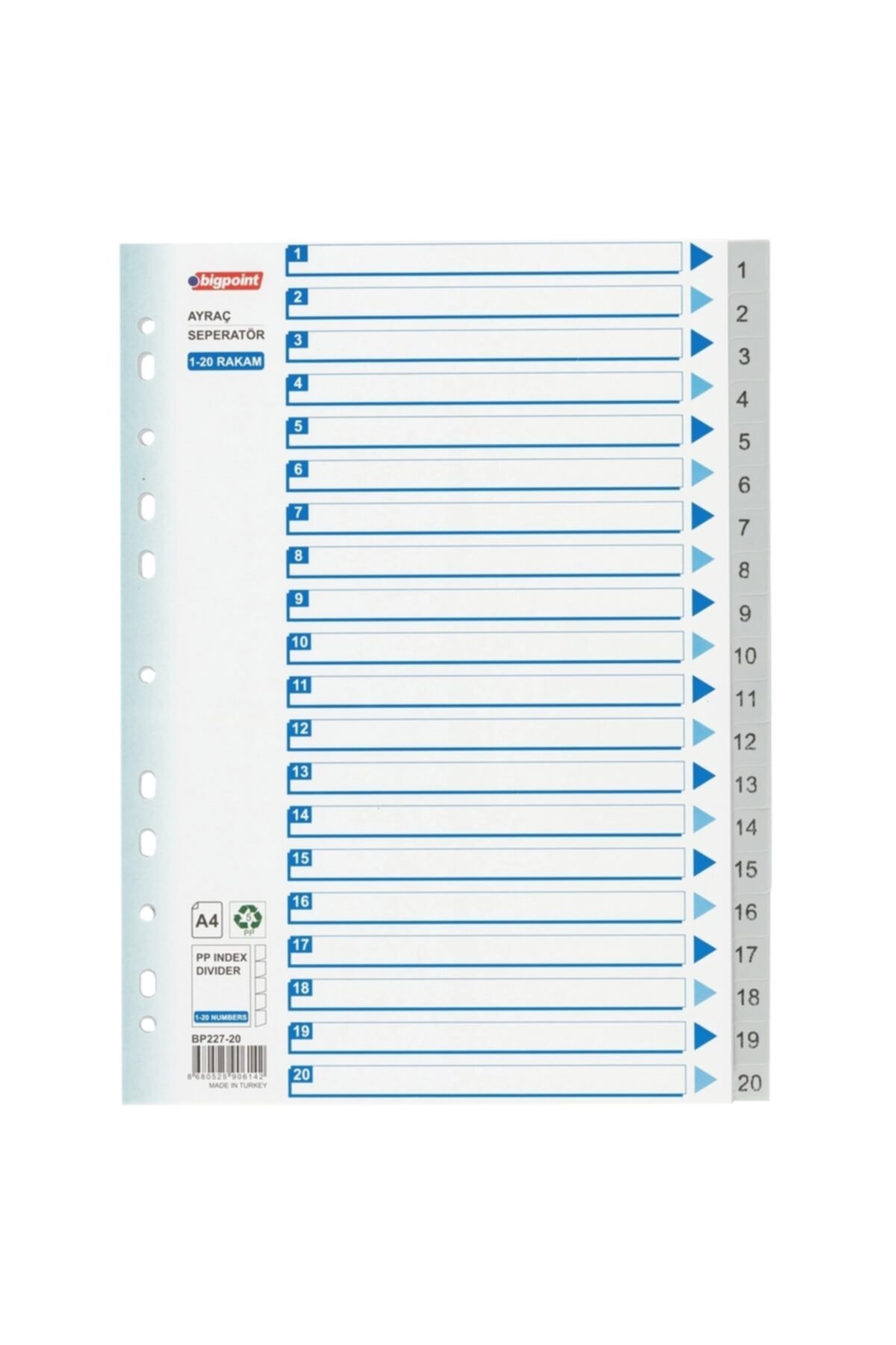 Bigpoint Pp Seperatör 1-20 Rakamlı 15'li Kutu