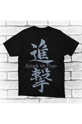 Siyah Attack On Titan Ön-arka Baskılı Unisex T-shirt FRK003TAOT1