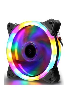 12 Cm Rgb Led Fan Işıklı Kasa Fanı Rainbow Kasa Soğutucu Fan elektronik01