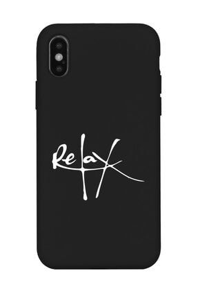 Iphone X - Xs Uyumlu Relax Tasarımlı Siyah Lansman Telefon Kılıfı iPhoneXsamz-lns-020