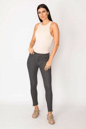 Kadın Siyah Paça Fermuar Detaylı 4 Cep Kot Pantolon 85N6244