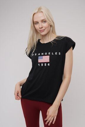 Vatkalı Los Angeles Baskılı T-shirt GAB21YSNTX.3764-1