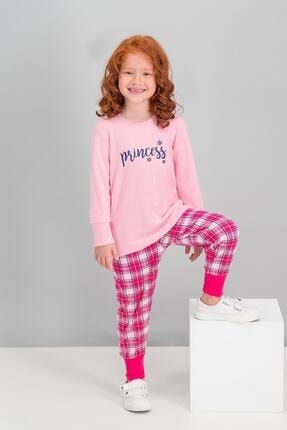 Princess Ekose Açık Pembe Kız Çocuk Pijama Takımı RP1567-C