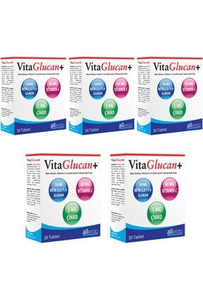 5 Adet Vitaglucan+ 30 Tablet | Beta Glukan + Vitamin C + Çinko 5x_VitaGlucan_30Tablet