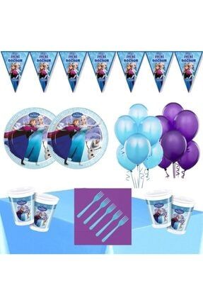 Frozen Elsa 8 Kişilik Doğum Günü Parti Seti Ekonomik Süsler PRA-5100307-7910
