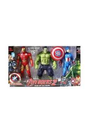 Hulk Kaptan Amerika Iron Man 16 cm 2 3'lü Süper Kahraman Aksesuarlı Işıklı Figürler 100100