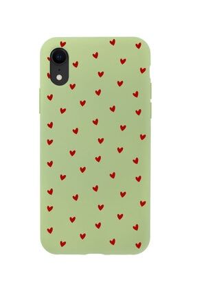 Iphone Xr Minik Kalpler Tasarımlı Yeşil Telefon Kılıfı BCIPHXRMNKKLP