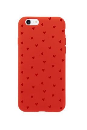 Iphone Se Minik Kalpler Tasarımlı Kırmızı Telefon Kılıfı BCIPHSEMNKKLP