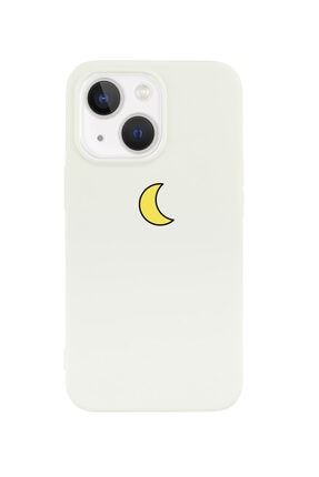 Iphone 13 Moon Tasarımlı Beyaz Telefon Kılıfı BCIPH13MOON