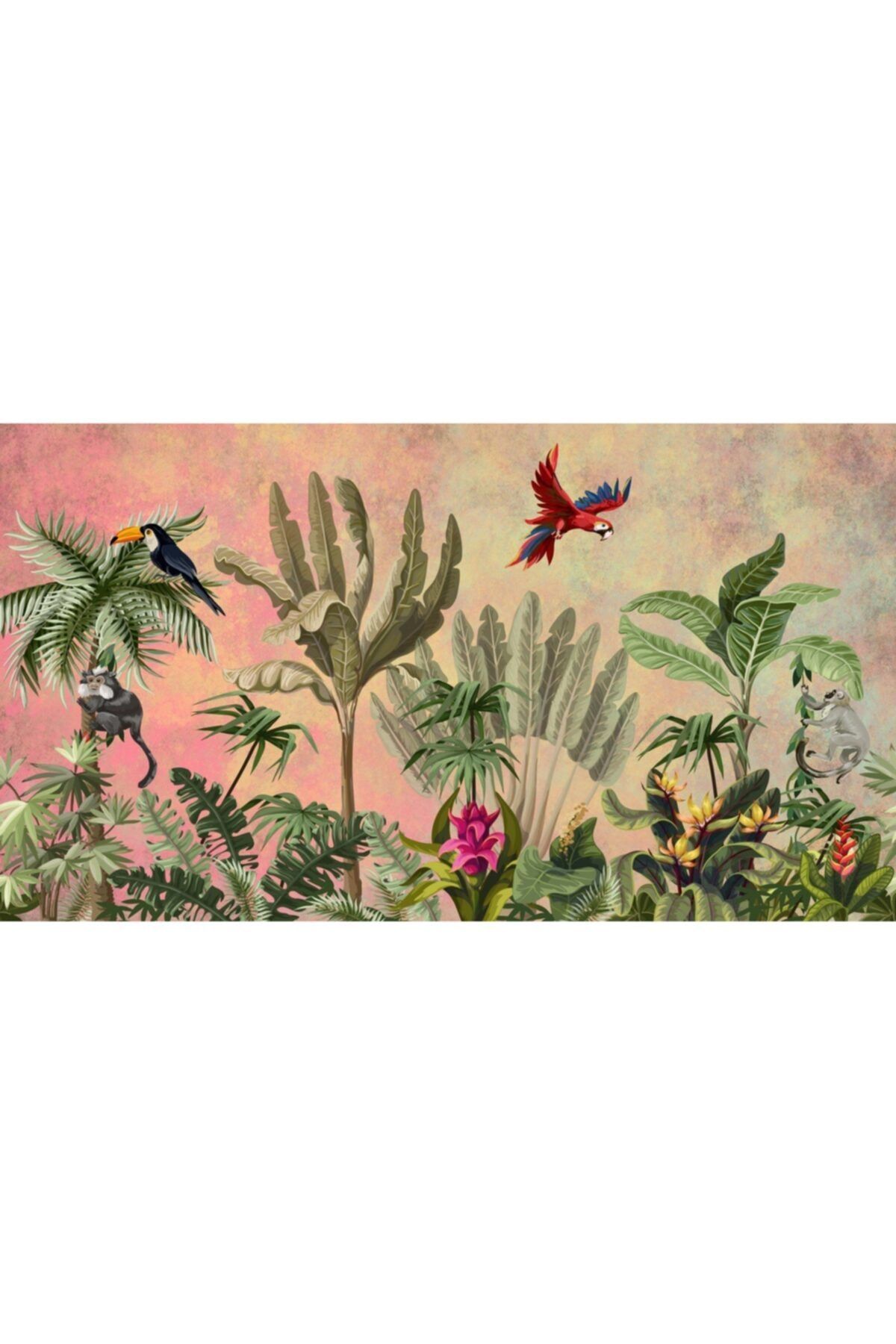 ARSLAN DEKOR-Tropical Tree And Forest Animals Pattern Wallpaper 3