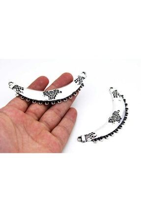 1 Adet - 20x92 Mm, Kolye, Fular Ve Iğne Oyası Aparatı, Metal Takı Malzemesi, Boyalı Gümüş Kaplama YF535