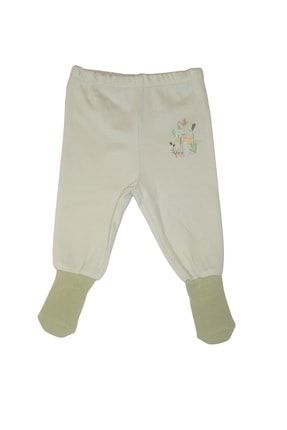 Zürafa Baskılı Yeşil Kız Erkek Bebek Organik Çoraplı Tek Alt TYC00295655475