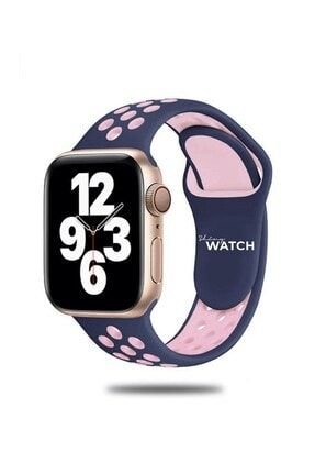 Apple Watch Uyumlu Delikli Silikon Kordon 42/44mm Ocean Blue Pink SHNYTCH0021