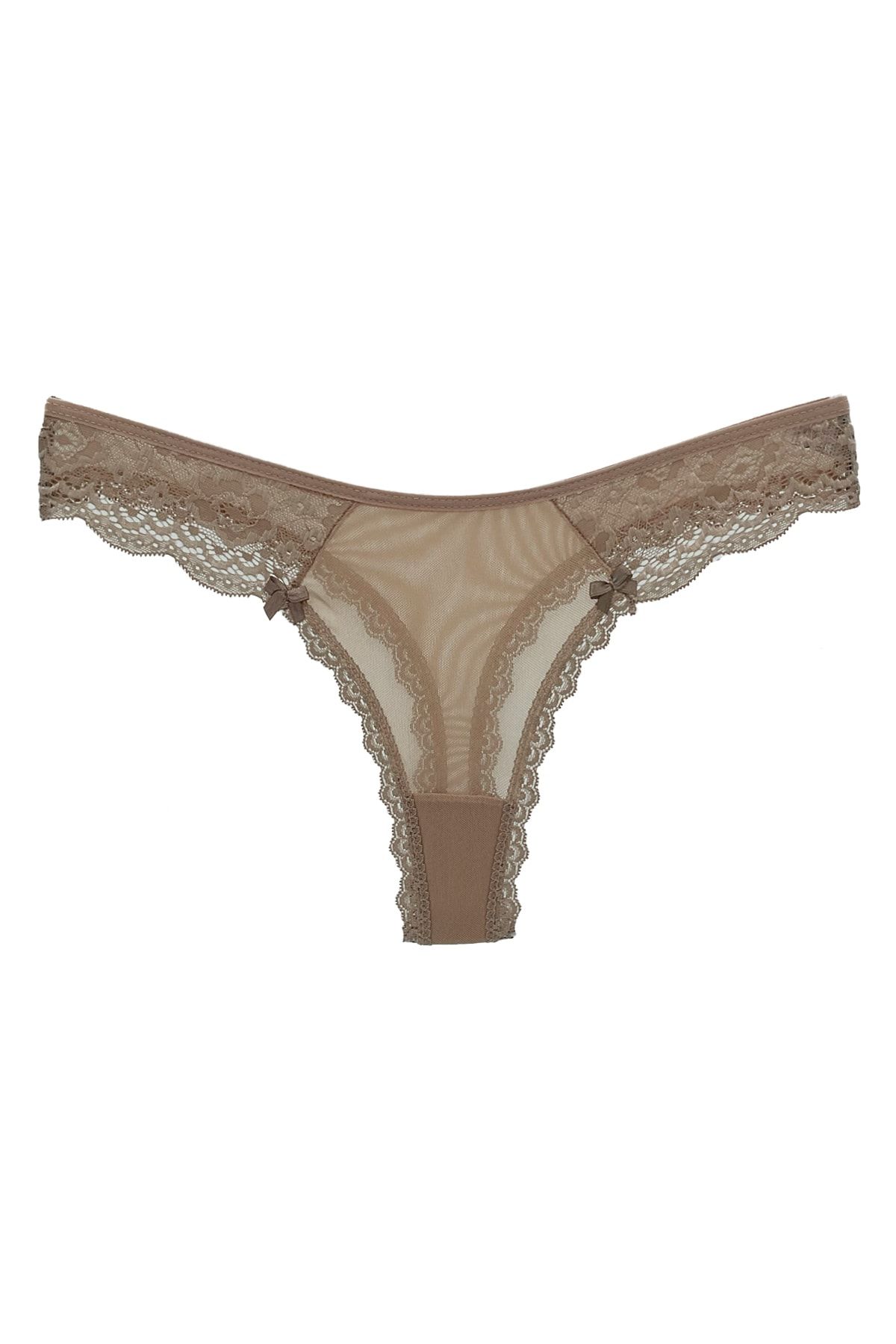 HNX Skinny Front and Back Tulle Lace Detailed Thong Women's