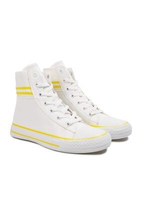 Flat Beyaz-sarı Bilek Boy Sneaker NBP-00000000013918