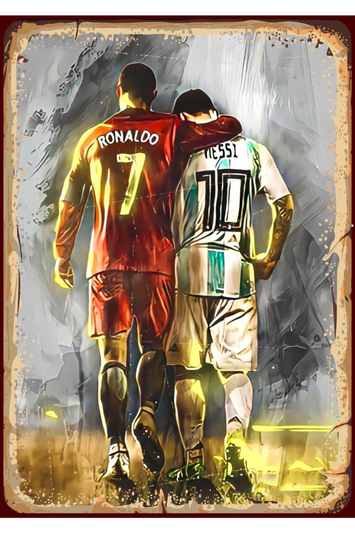 FİYONKART Ronaldo Ve Messi Yağlı Boya Görünümlü Ahşap Poster Fiyatı, Yorumları - TRENDYOL