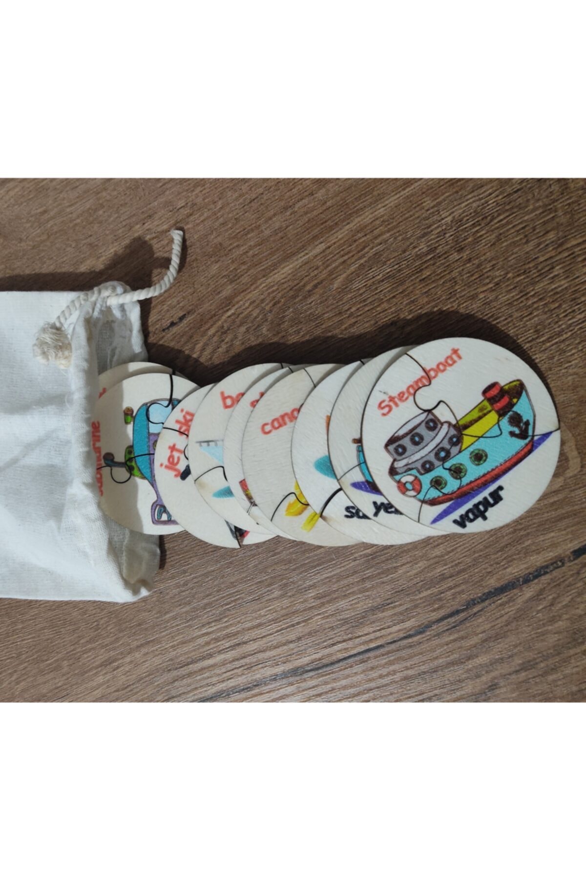 پازل چوبی رنگارنگ وسایل نقلیه آبی ترکیه‌ای ۹ عددی ۲۷ تکه