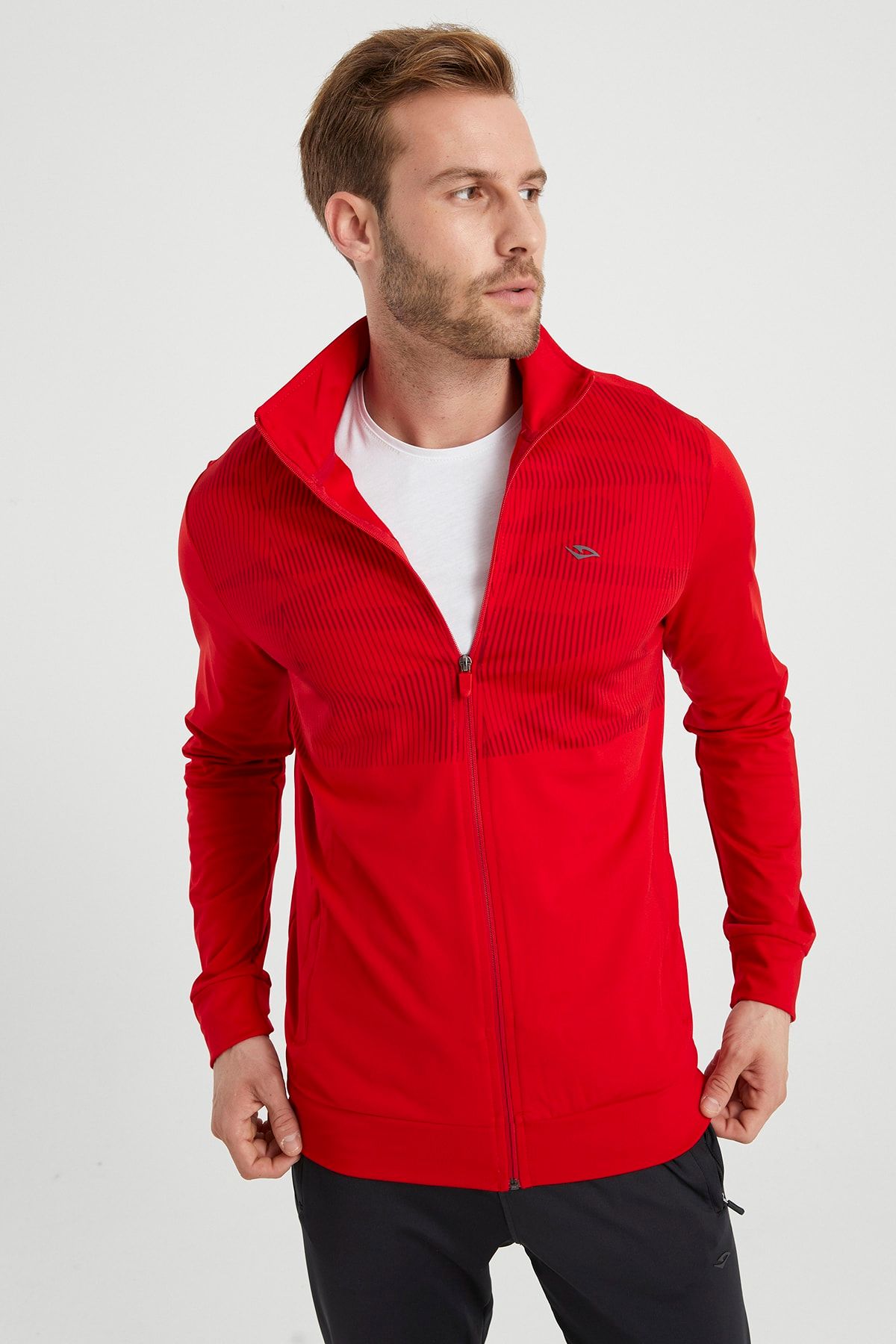 DYNAMO-Men's Red Diving Fabric Tracksuit Set with Print Detail on the Front 8