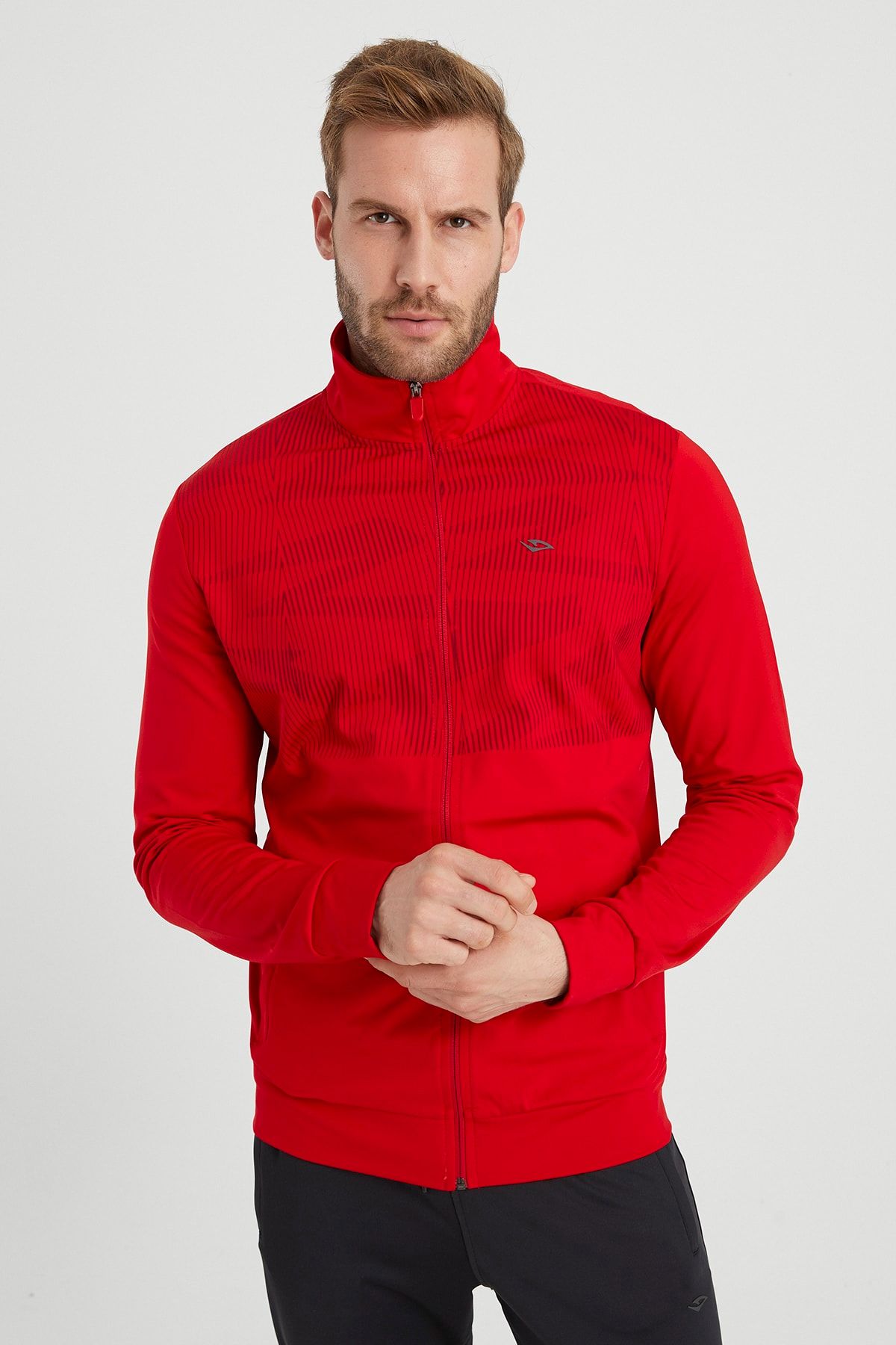 DYNAMO-Men's Red Diving Fabric Tracksuit Set with Print Detail on the Front 6