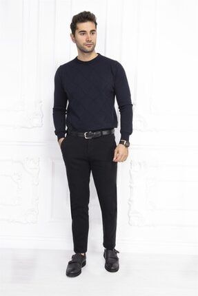 Erkek Pamuklu Slim Fit Siyah Spor Pantolon PR2330
