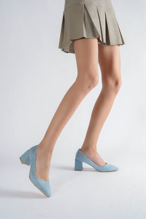 Kadın Mavi Kalın Topuklu Ayakkabı TRP0100H