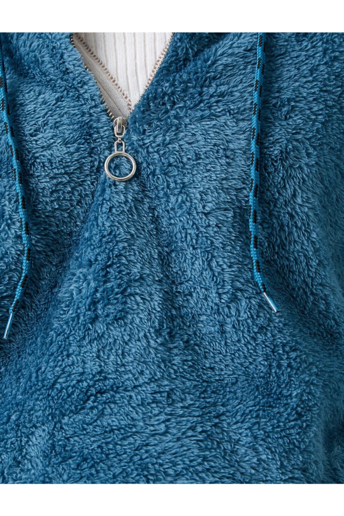 سویشرت زنانه آبی کوتونKoton | 2KAL68566OK اورجینال - تصویر 6