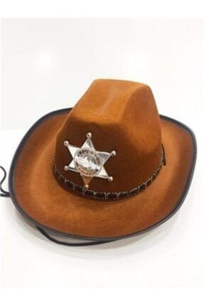 Çocuk Kahverengi Kovboy Şapkası Sheriff Şapkası l