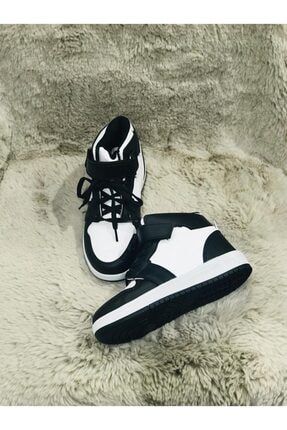 Siyah Beyaz Bağcıklı Ve Bantlı Suya Dayanıklı Çoçuk Spor Ayakkabı 0170