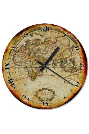 Tarihi Dünya Haritası Analog Duvar Saati saaat-1726-30