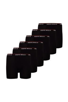 Çocuk Siyah Düz Renk 6'lı Boxer Set STEVEWOLLS-COS100