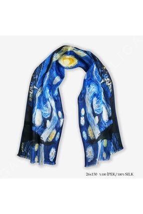 Van Gogh-starry Night %100 Ipek Fular 26*130cm 'art On Silk' Starry 26x130