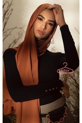 Hijab Tesettür Pamuk Caz Şal Modeli - Kiremit - Shawl Lycra Hijab 15300004