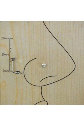 Tek Taş Spiral Cerrahi Çelik Hızma&piercing 08.mm Taş 2mm tkp00374
