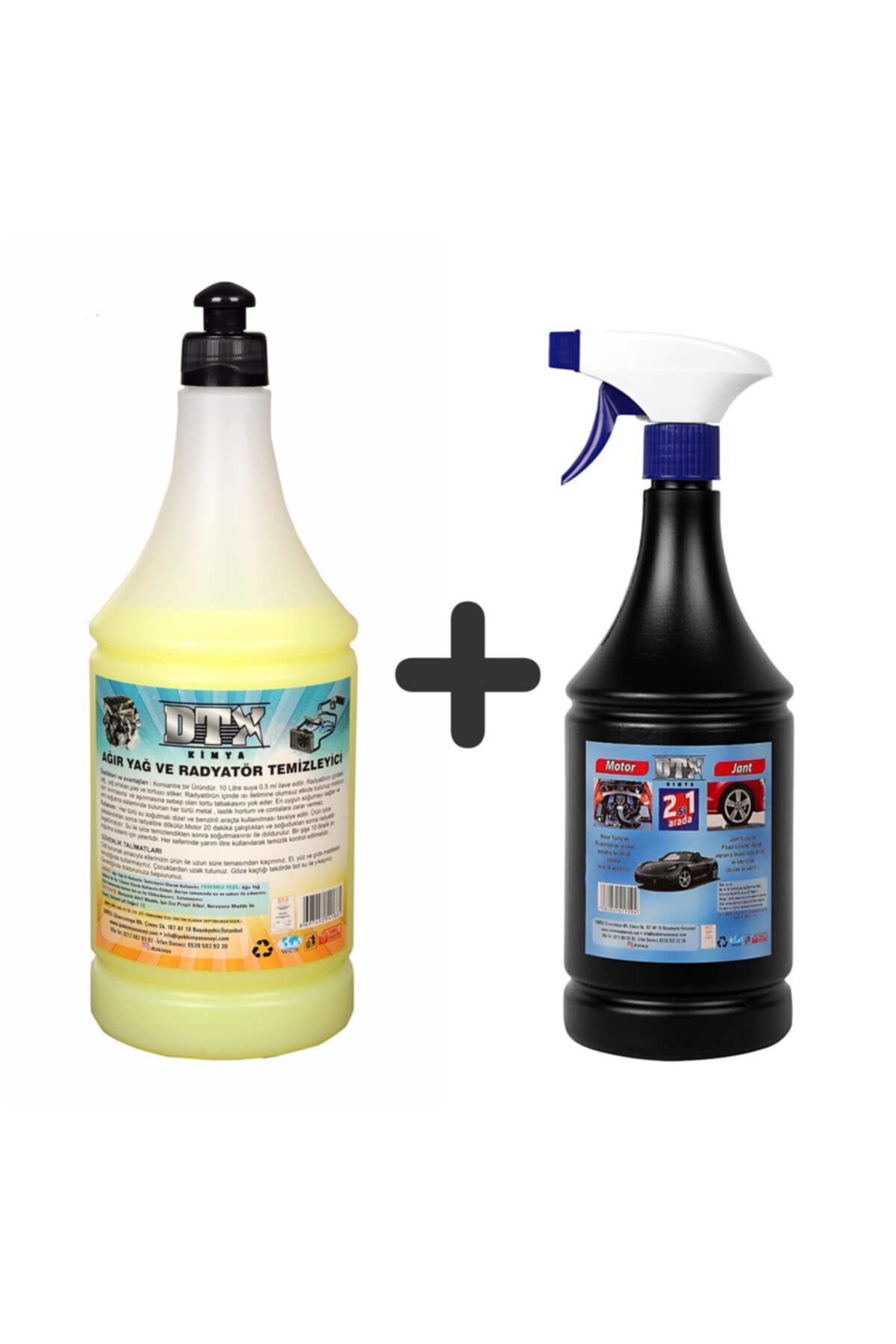 Ağır Yağ Sökücü Radyatör Temizleme İlacı 1 LT & Oto Jant Ve Motor Temizleme Sıvısı 1 LT