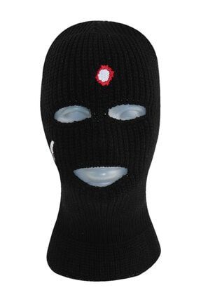 Siyah Tabanca Nakışlı 3 Gözlü Unisex Kar Maskesi Zİ-3092
