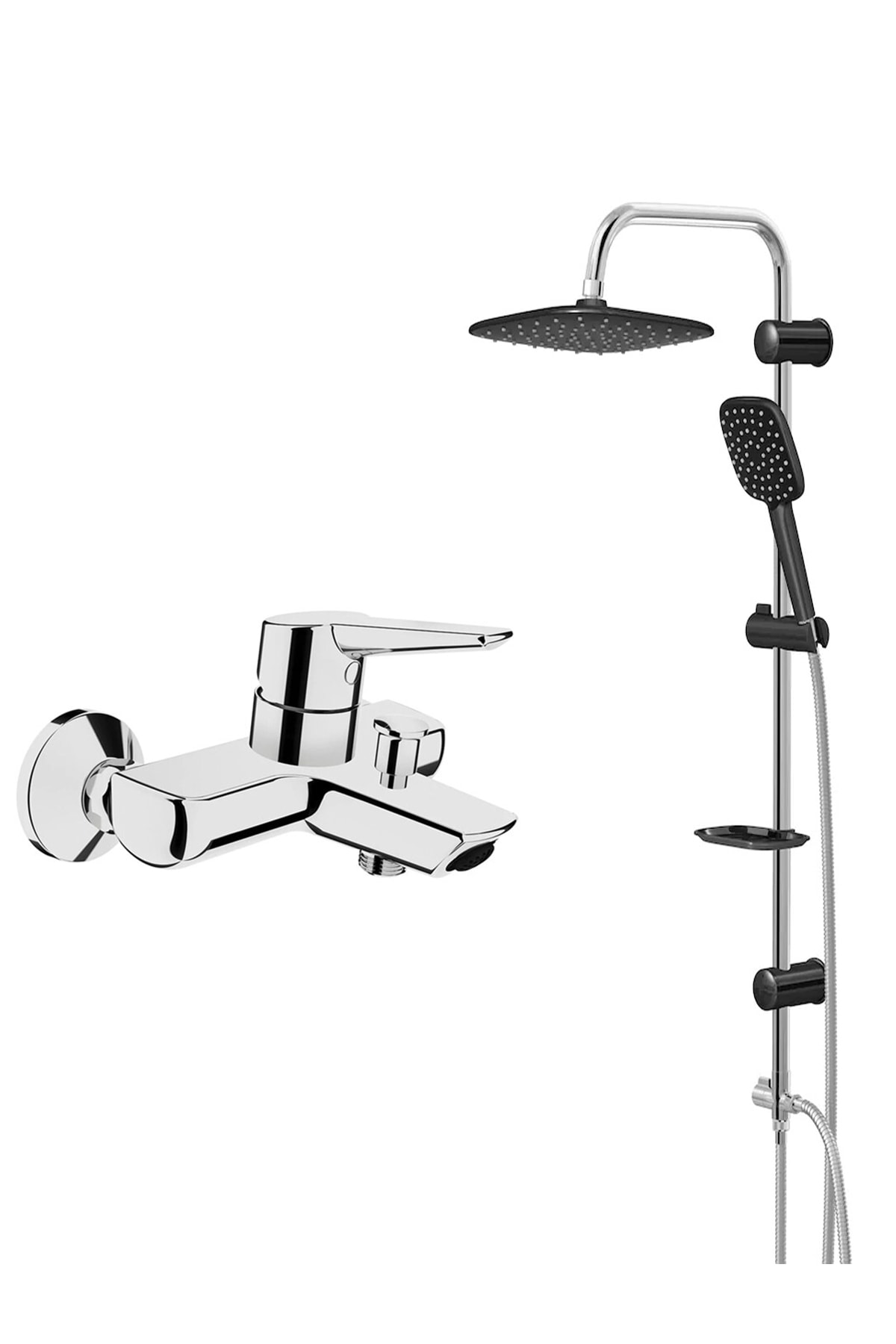 Artema Solid S Banyo Batarya Valtemo Krom Siyah Tepe Duş Takımı