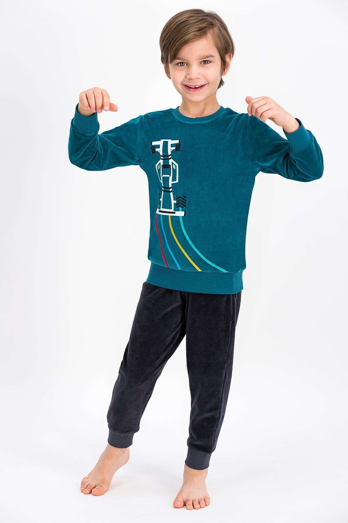 Rolypoly Rolypoly Formula Green Boys Velvet Tracksuit Set Trendyol