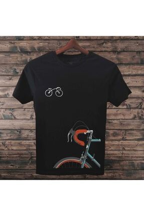 Bisikletli Tişört Siyah (YARIŞ BİSİKLETİ TASARIM) Bisiklet Baskılı Ttat23