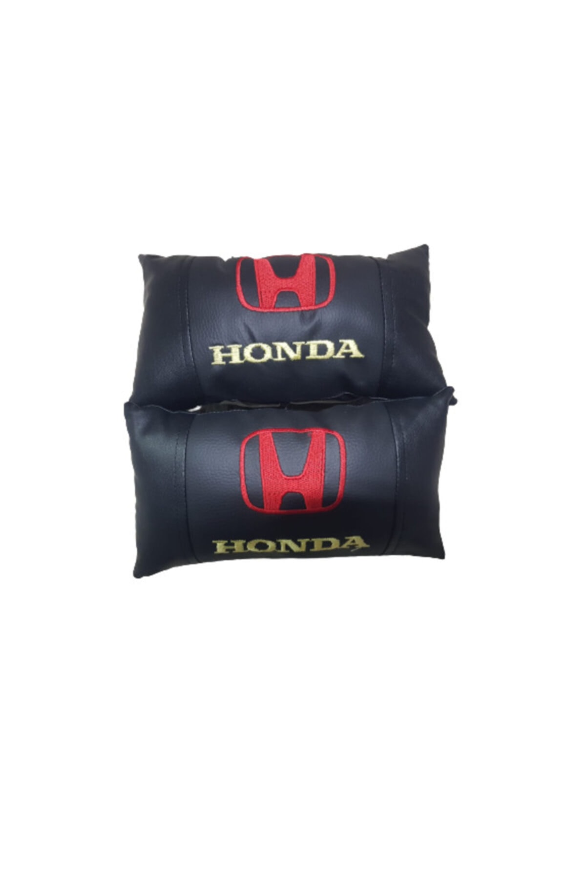 sekutuning Honda Siyah Sarı Honda Yazılı Lüks Nakışlı Deri Boyun Yastığı