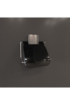 Decorev Süper Yapışkanlı Metal Yapıştırıcılı Siyah Kapaklı Tuvalet Kağıtlık Dc-5055 DC-5055