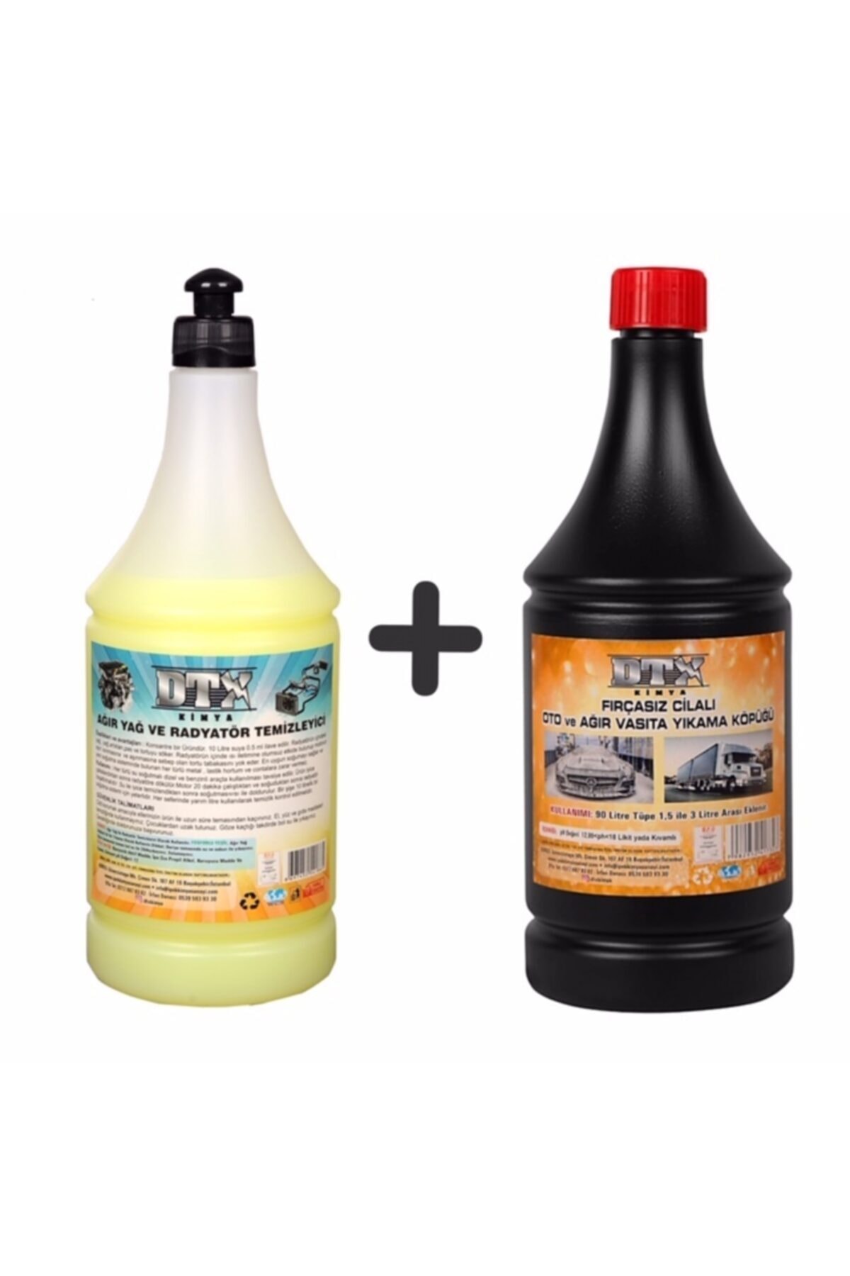 Ağır Yağ Sökücü Radyatör Temizleme İlacı 1 Litre & Cilalı Oto ve Motor Şampuanı 1 Lt