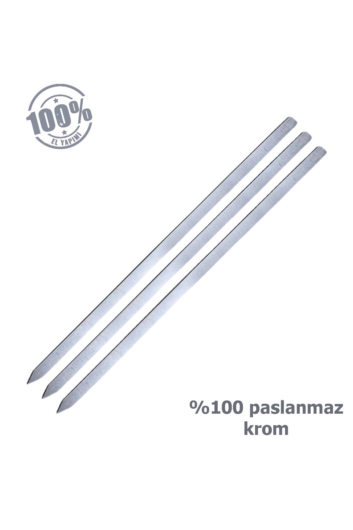 Batur Ticaret 1. Sınıf Paslanmaz Ömürlük Krom Adana Kebap Şiş Takımı 3 Adet
