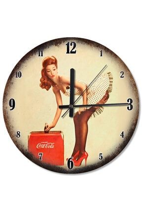 Güzel Kızın Coca Cola Zamanı Akarlı Duvar Saati saaat-548-30