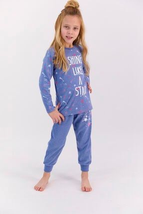 Rolypoly Shine Like A Star Mavimelanj Kız Çocuk Pijama Takımı RP2595-C