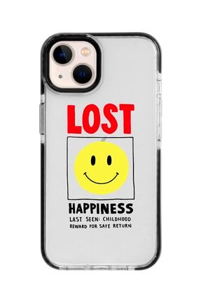 Iphone 13 Uyumlu Siyah Kenarlı Anti Shock Lost Smiley Desenli Telefon Kılıfı IP13ANTI-278